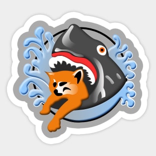 Shark Eating Cat Sticker